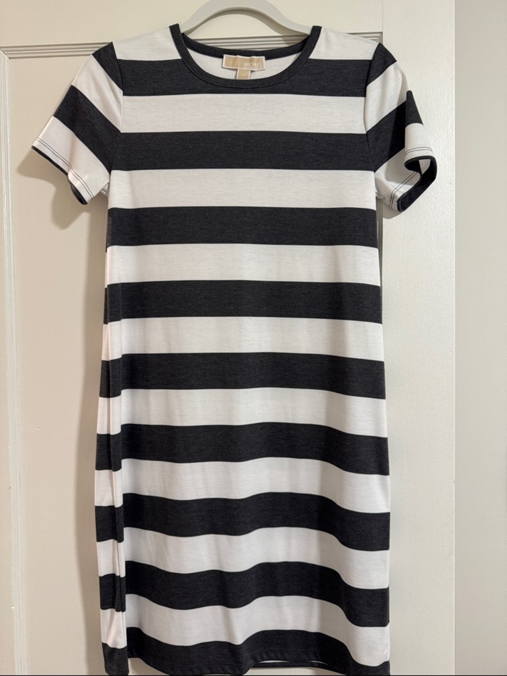 Michael Kors Grey and White Striped Tee Dress